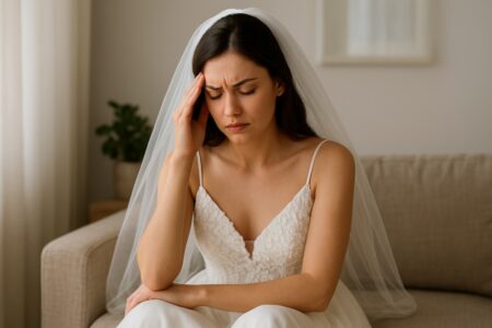 Bride in stress and anxiety