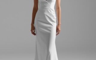 modern bride wearing a sleek minimalist weeding gown